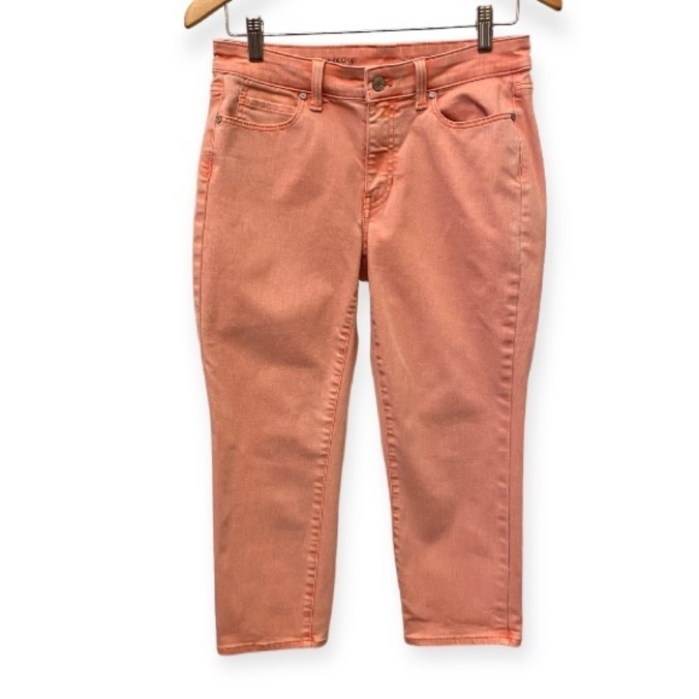 Talbots 6P Straight Crop Curvy Jeans Mid Rise Salmon Light Coral Pink Color - Picture 2 of 12